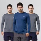 Kit 3 Camiseta Camisa Térmica Segunda Pele Manga Longa Proteção Solar UV 50+ Termica Masculina