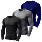 Kit 3 Camiseta Camisa Térmica Segunda Pele Manga Longa Proteção Solar UV 50+ Termica Masculina