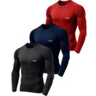 Kit 3 Camiseta Camisa Térmica Segunda Pele Manga Longa Proteção Solar UV 50+ Termica Masculina