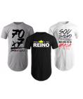 Kit 3 Camiseta Estampada Slim Masculina Manga Curta Camisa LongLine Swag Blusa Algodão Básica Oversize Thirt Gospel Cristã Evangélica Presente Casual