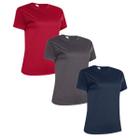 Kit 3 Camiseta Feminina Dry Fit Academia Fitness Esportiva