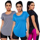 Kit 3 Camiseta Fitness Feminina Academia Gola Redonda Treino