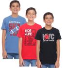 Kit 3 Camiseta Infantil Menino 100%Algodão Manga Curta Varias Estampas