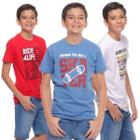 Kit 3 Camiseta Infantil Menino 100%Algodão Manga Curta Varias Estampas