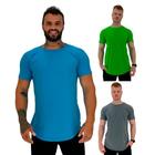 Kit 3 Camiseta Longline MXD Conceito Slim Cores Básicas e Mescladas Lisas