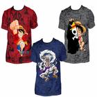 Kit 3 Camiseta Masculina Adulto e Infantil Estampada Monkey D. Luffy One Piece Blusa 100% Poliéster