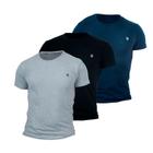 Kit 3 Camiseta Masculina Camisas 100% Algodão Premium Slim Basicas MP