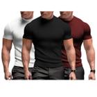 Kit 3 Camiseta Masculina Canelada Gringa Manga Curta Slim