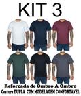 kIT 3 Camiseta Masculina Lisa 100% Algodão Fio 30.1 Penteado Reforçada Premium