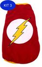 Kit 3 Camiseta Super Heróis Flash cor vermelha Tamanho GG