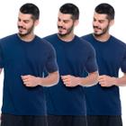 Kit 3 Camisetas Azul Marinho DryFit Masculina Academia Modelagem SlimFit 100%Poliester