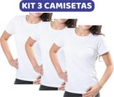 Kit 3 Camisetas Baby Look Branca Malha Fria Pv