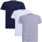 Kit 3 Camisetas Básicas com Bordado Algodão Itália Masculina