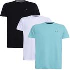 Kit 3 Camisetas Básicas com Bordado Algodão Itália Masculina