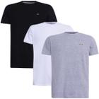 Kit 3 Camisetas Básicas com Bordado Algodão Itália Masculina