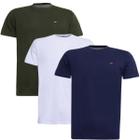 Kit 3 Camisetas Básicas com Bordado Algodão Itália Masculina