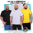 Kit 3 Camisetas Basicas Gola Redonda 100% Algodão 30.1 Masculina ROBLES pluz size G1 G2 G3 Plus Size