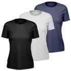 Kit 3 Camisetas Feminina Dry Manga Curta Proteção UV Slim Fit Básica Camisa Blusa Academia Treino Fitness Esporte