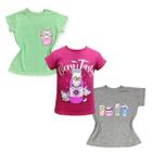 Kit 3 camisetas infantis para menina 100% Algodão