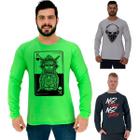 Kit 3 Camisetas Manga Longa Masculina MXD Conceito Básico Peça Estampada Cores Diversas Academia