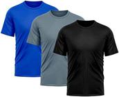 Kit 3 Camisetas Masculina Dry Fit Proteção Solar UV Básica Lisa Treino Academia Ciclismo Camisa