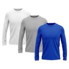 Kit 3 Camisetas Masculina Proteção UV Solar Camisa Térmica Dry Fit Praia Ciclismo Bike Esporte