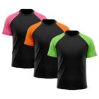 Kit 3 Camisetas Masculina Raglan Dry Fit Proteção Solar UV