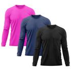 Kit 3 Camisetas Masculina Térmica Proteção Solar UV 50/ Treino Academia Esporte Dry Manga Longa