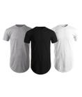 Kit 3 Camisetas Masculinas Long Line Oversize Swag Blusas Lisa Dança Camisas Musculação Namorado
