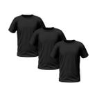 Kit 3 Camisetas Pretas Masculinas Manga Curta Lisa Plus Size