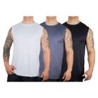 Kit 3 Camisetas Regata Masculina Dry Fit Esporte Proteção UV