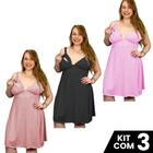 Kit 3 Camisolas Amamentação Plus Size Pós Parto Maternidade Tamanho Grande Confortável