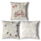 Kit 3 Capa De Almofada 40 X 40 Estampadas Vintage Bike Caqui