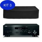 Kit 3 Capa Receiver Yamah R-N303 Impermeável Flanelado Preto