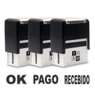 Kit 3 Carimbos Automáticos Ok/Pago/Recebido Preto - Set Papelaria