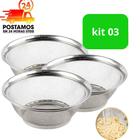 Kit 3 Cestas 25cm em Inox Escorredor Multiuso - Qualidade e Versatilidade na Sua Cozinha!