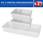 Kit 3 Cesto Organizador Rattan c/ Divisória Removível P G