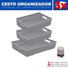 Kit 3 Cestos Caixa Organizador Armário Gaveta Lavanderia M G - Jaguar