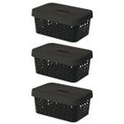 Kit 3 Cestos Organizadores com Tampa 4,5 Litros 26x18x11 Caixa Organizadora Multiuso Rattan - Usual Ud 2