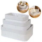 Kit 3 Cestos Organizadores de Bambu Multiuso com Forro