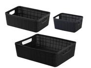 Kit 3 Cestos Organizadores Multiuso Rattan Home Organizer P-M-G