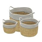 Kit 3 Cestos Ornes em Fibra Natural Seagrass Cinza e Branco - 69653 - Sun House