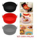 Kit 3 Cestos Silicone Airfryer 20Cm Antiaderente Livre Bpa