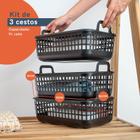 Kit 3 Cestos Telado Multiuso 9L Preto Oikos