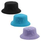 Kit 3 Chapeu Bucket Hat Liso Unissex Preto, Azul E Lilas