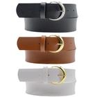 Kit 3 Cinto Feminino 4cm Fivela Prateada Dourada Redonda Moda Atual Inverno Verão 96130K3