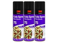 Kit 3 Cola Spray 75 Cola e Descola Remove sem Danificar