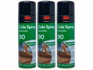 Kit 3 Cola Spray 90 Extra Forte 3 M Madeira Fórmicas e Laminados Transparente