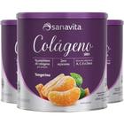 Kit 3 Colágeno hidrolisado em pó Sanavita 300g Tangerina