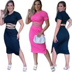 Kit 3 Conjunto feminino academia moda fitness top + short - TRENDY